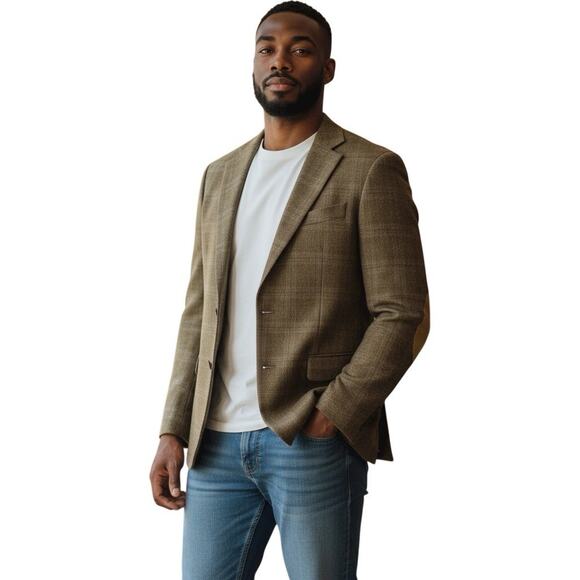 VTG Pendleton Wool Mens Tweed Blazer Sz 44 Brown Elbow Patches Western Academia - Picture 8 of 15